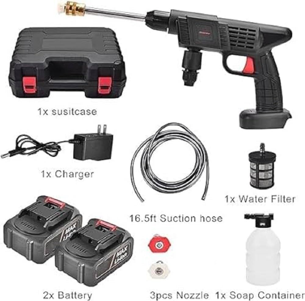 Powerful Pressure Washer with 48v Rechargeable Battery, Cordless High Pressure Washer Gun | Multi Cleaning Works Like Car & Bike Washing, Gardening & Home Cleaning Works